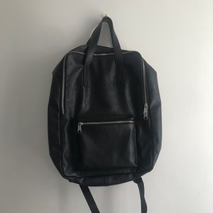 Black Faux Leather UO Backpack